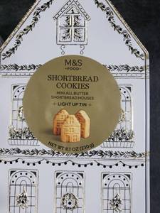 lot 6017 image: 2pk M&S House Shaped Shortbread Cookie Tin