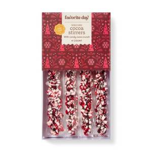 lot 6038 image: 4pk Christmas Dark Chocolaty Coated Stirrers with Peppermint Crunch - 1.2oz - Favorite Day