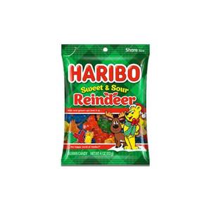 lot 6050 image: 4pk HARIBO Sweet and Sour Christmas Reindeer Gummy Candy - 4oz