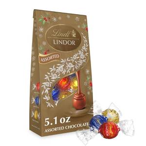 lot 6242 image: LINDOR, Lindt Gold Assorted Christmas Chocolate Candy Truffles - 5.1oz