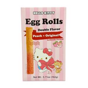 lot 6285 image: 2pk A-Sha Foods USA Hello Kitty Egg Roll Double Flavor Peach and Original Cookies - 5.71oz9ct