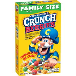 lot 6292 image: 2pk Cap n Crunch Sweetened Corn & Oat Cereal Crunchy Berries Naturally & Artificially Flavored  20.5 oz box
