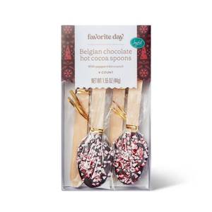 lot 6472 image: 3pk Christmas Belgian Chocolate Cocoa Spoons with Peppermint Crunch - 1.55oz4ct - Favorite Day
