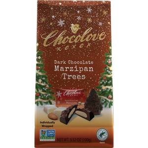 lot 6529 image: Chocolove Dark Christmas Chocolate Marzipan Trees Candy - 3.5oz