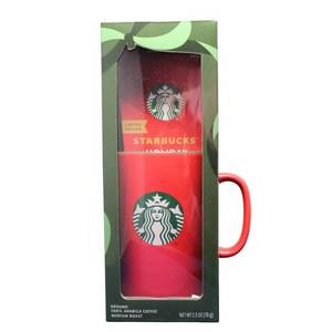 lot 6608 image: Starbucks Red Tall Mug with Holiday Blend Medium Roast Ground Coffee Gift Set - 2.5oz2pc