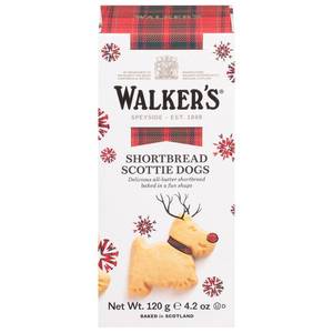 lot 6953 image: 2pk Walkers Shortbread Festive Christmas Scottie Dogs Cookies- 4.4oz