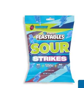 lot 7004 image: 3pk Feastables Sour Strikes Gummy Candies - Blue Raspberry - 7.5oz