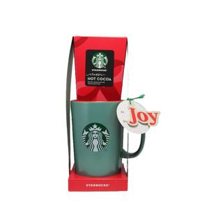 lot 7095 image: Starbucks Logo Green Tall Mug with Two Classic Cocoa Gift Set - 2oz3pc
