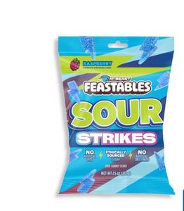 lot 7155 image: 2pk Feastables Sour Strikes Gummy Candies - Blue Raspberry - 7.5oz