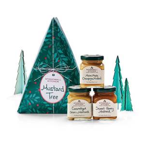 lot 7292 image: Stonewall Kitchen Holiday Mustard Tree Gift Set - 1.625lbs3pc
