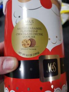 lot 7363 image: M&S Santa Christmas Cookie Tin with Knit Hat