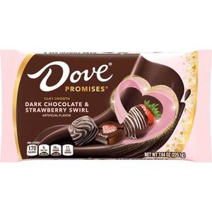 lot 7417 image: Dove Promises Dark Chocolate Strawberry Swirl Valentines Day Candy Bag - 7.94oz