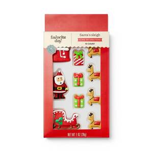 lot 7473 image: 2pk Holiday Santas Sleigh with Reindeer Icing Decorations - 10ct1oz - Favorite Day