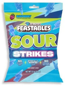lot 7518 image: 2pk Feastables Sour Strikes Gummy Candies - Blue Raspberry - 7.5oz