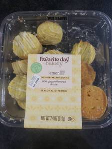 lot 7547 image: 2pk Favorite Day Bakery Lemon Mini Shortbread Cookies with Yogurt Drizzle