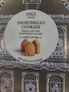 lot 7571 image: 2pk M&S Shortbread Cookies Light Up Tin Houses