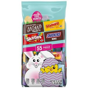 lot 7584 image: Mars M&MS, Skittles, Snickers & Starburst Easter Basket Stuffers Variety Candy Bag - 55ct21.32oz