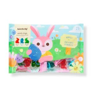 lot 7620 image: Spring Easter Bunny and Egg Candy Rings for Egg Hunt - 7.76oz22ct - Favorite Day