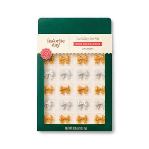 lot 7793 image: 2pk Holiday Gold and Silver Bows Icing Decorations - 24ct2.57oz - Favorite Day