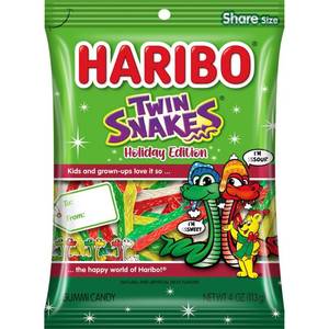 lot 7802 image: 3pk HARIBO Christmas Twin Candy Snakes - 4oz