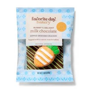 lot 7816 image: 6pk Easter Individual Milk Chocolate Dipped Graham with Carrot Marshmallow - 1.58oz - Favorite Day