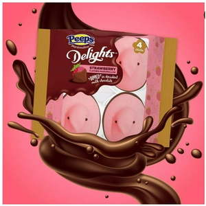 lot 7908 image: 5pk 4ct Peeps Easter Milk Chocolate Dipped Strawberry Delights Chicks - 1.984ct