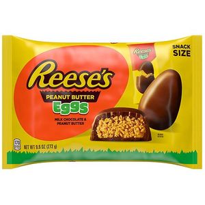 lot 7970 image: 2pk Reeses Milk Chocolate Peanut Butter Easter Egg Candy Snack Size - 9.6oz