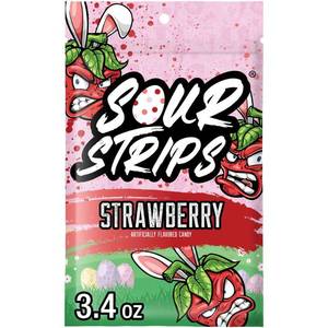 lot 7997 image: 3pk Sour Strips Strawberry Easter Candy - 3.4oz