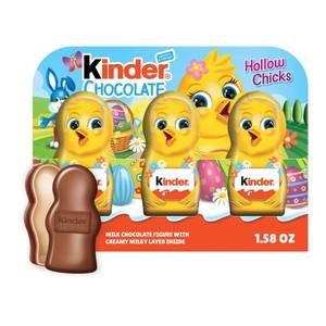 lot 8137 image: 4pk Kinder Chick Hollow Figure Chocolate - 1.5oz3ct