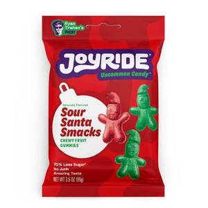 lot 8155 image: 3pk JOYRIDE Sour Santa Christmas Candy Smacks - 3.5oz