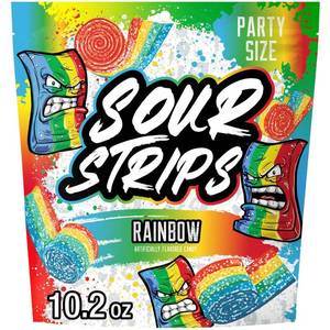 lot 8237 image: Sour Strips Rainbow Candy Party Pack - 10.2oz