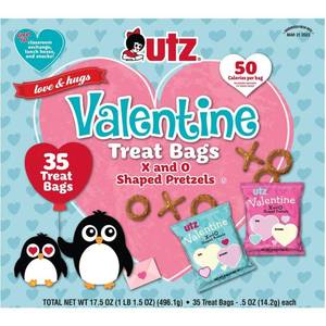 lot 8286 image: Utz Valentine Treat Bags 35pk X AND O SHAPED PRETZELS