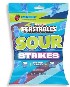 lot 8353 image: 3pk Feastables Sour Strikes Gummy Candies - Blue Raspberry - 7.5oz