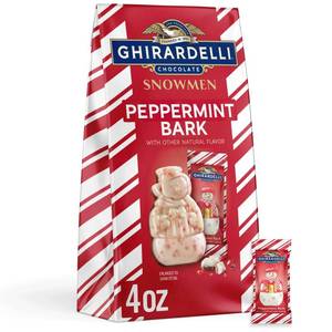 lot 8367 image: Ghirardelli Christmas Candy Peppermint Bark Chocolate Snowmen - 4oz