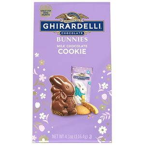 lot 8474 image: Ghirardelli Easter Milk Chocolate Candy Bunnies with Crunchy Cookie Bits - 4.1oz