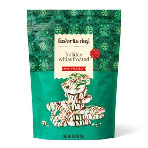 lot 8491 image: 2pk Christmas White Frosted Mini Pretzels - 6oz - Favorite Day
