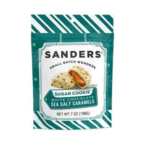 lot 8493 image: Sanders White Chocolate Sugar Cookie Sea Salt Caramel Christmas Candy Chocolate - 7oz