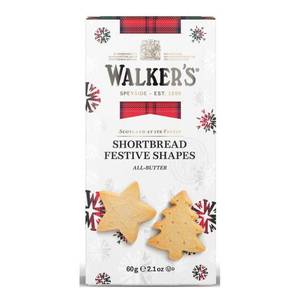 lot 8584 image: 2pk Walkers Shortbread Festive Holiday Shapes Pure Butter Cookies - 2.1oz