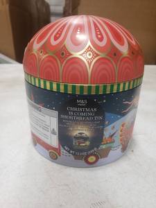 lot 8590 image: M&S Food Christmas is Coming Shortbread Tin with Music and Lights