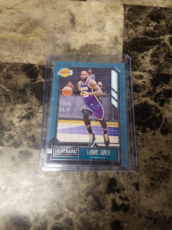 lot 615 image: 2021 Panini Chronicles Playbook Basketball LeBron James Los Angeles Lakers Basketball Card