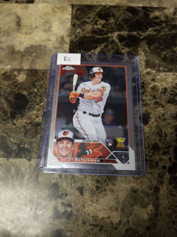 lot 639 image: 2023 Topps Chrome Adley Rutschman Baltimore Orioles Rookie Baseball Card