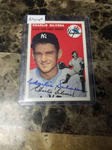 lot 741 image: 1954 Topps Charlie Silvera New York Yankees Autographed Baseball Card