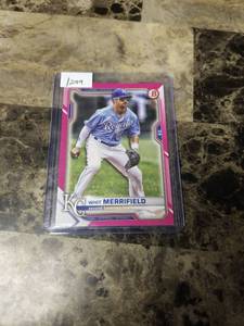 lot 771 image: 2021 Topps Bowman Chrome 203299 Whit Merrifield Kansas City Royals Baseball Card