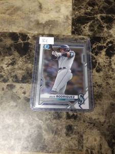 lot 778 image: 2021 Topps Bowman Chrome Julio Rodriguez Seattle Mariners Rookie Baseball Card