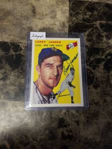 lot 796 image: 1954 Topps Autographed Larry Jansen New York Giants Baseball Card