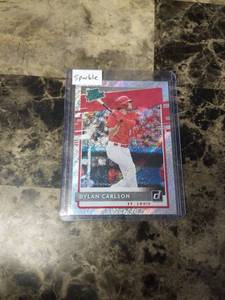 lot 797 image: 2020 Panini Donruss Baseball Sparkle Rated Prospect Dylan Carlson St. Louis Cardinals Baseball Card