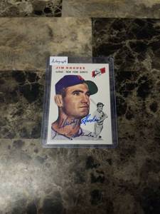 lot 804 image: 1954 Topps Autographed Jim Rhodes New York Giants Baseball Card