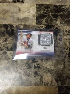 lot 820 image: 2021 Topps 70th Anniversary Logo Patch Chipper Jones Atlanta Braves Card