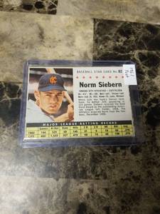 lot 855 image: 1961 Post Norm Siebern Kansas City Athletics Baseball Card