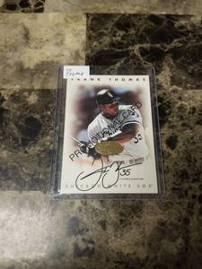 lot 876 image: 1996 Leaf Donruss Signature Series Promo Frank Thomas Chicago White Sox Baseball Card